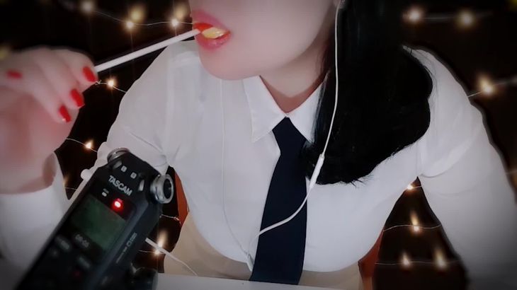 [在线ASMR][RyuA阿玉]?예쁜 롤리팝캔디 이팅? – Lollipop Candy Eating Sound, Mouth Sound – キャンディー食べる – Korean ASMR